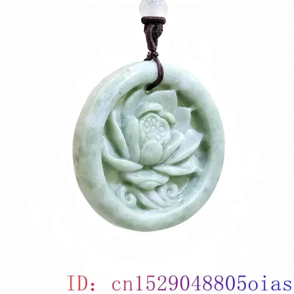 Light Green Natural Jade Flower Heart Pendant Necklace Real Jewellery Carved Gemstone Fashion Charm Amulet Gifts for Women Men view 3
