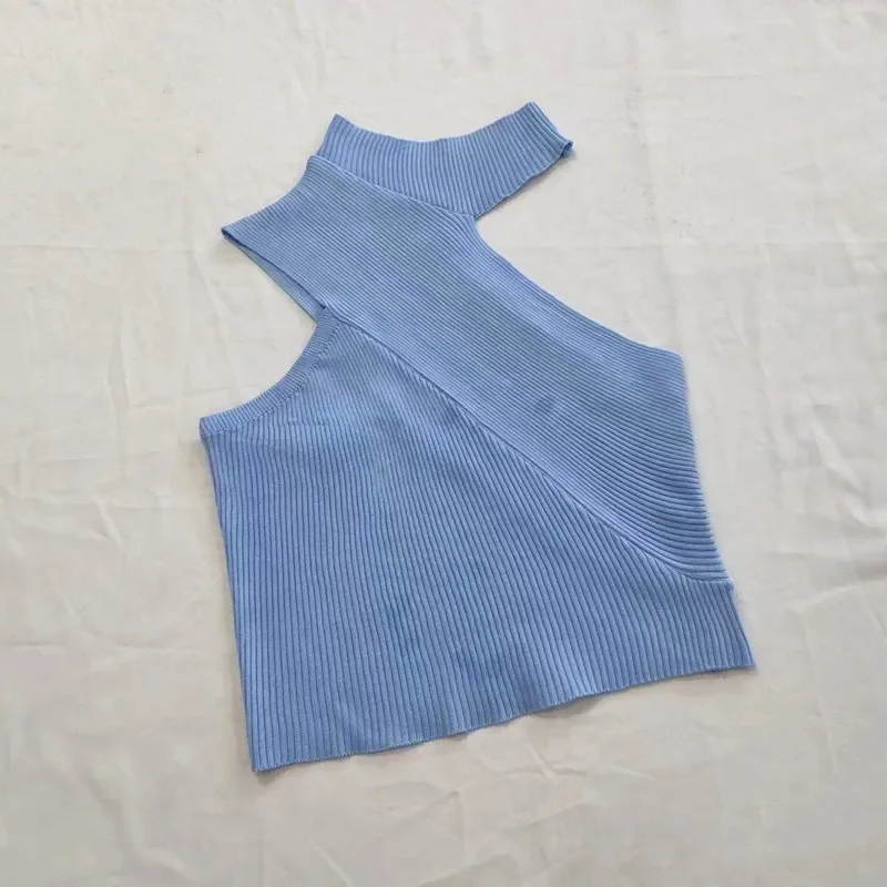 Top corto da donna con scollo a lupetto lavorato a maglia canotte Sexy Slim solide top Streetwear tinta unita per le donne 2024 primavera estate