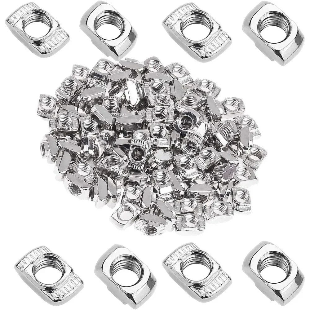 150/180Pcs T Nuts T Slot Nut Hammer Head Fastener Nut 20/30 Series M3 M4 M5 M6 Nickel Plated Carbon Steel for Aluminum Profile