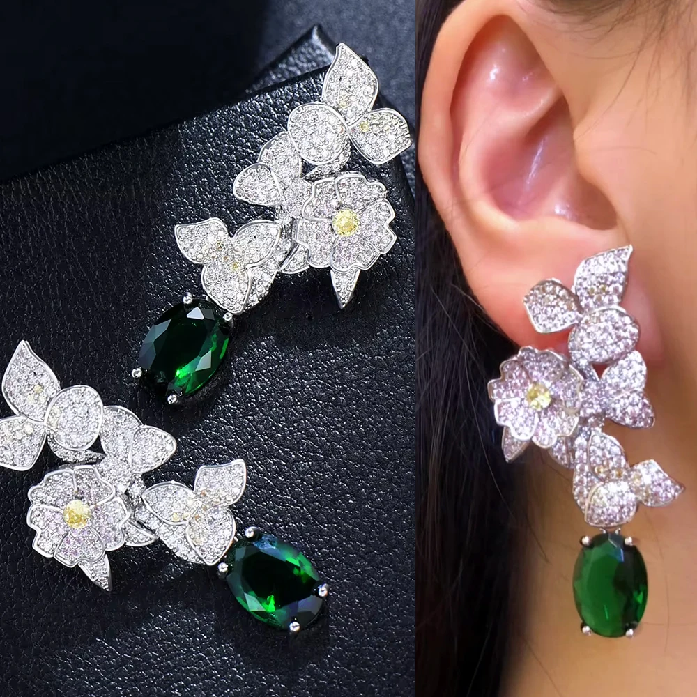 

Missvikki Luxury Gorgeous Green Drop Earring For Girlfriend Mom Gifts Jewelry Accessories High Quality Scalloped Ginkgo Biloba