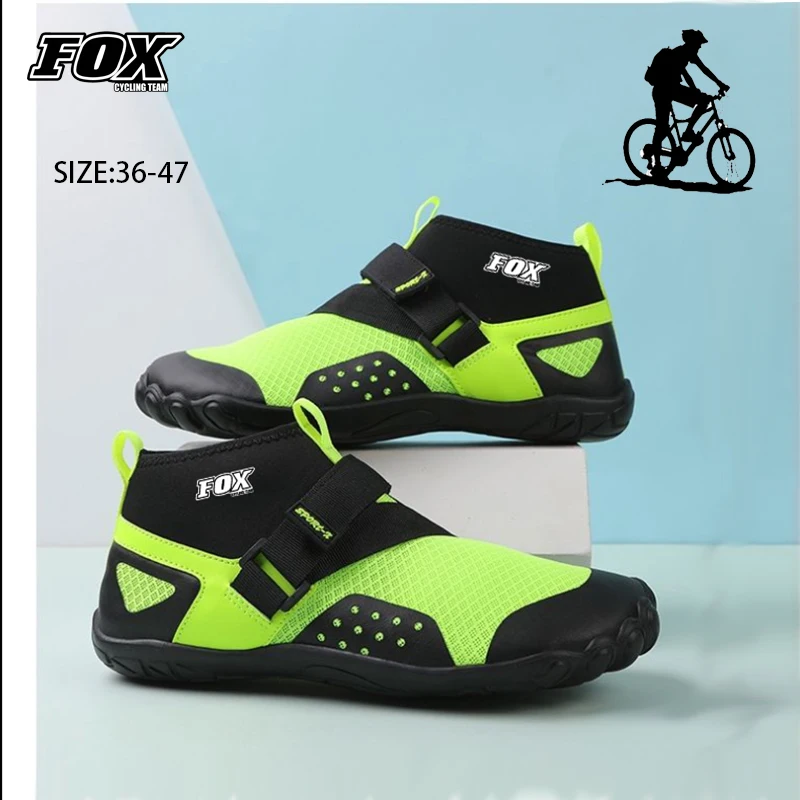 

Fox Cycling Team Road Bicycle Shoes Riding Antiskid Footwear Deportivas Hombre Summer Men Sneakers Equipment Fluorescent Green