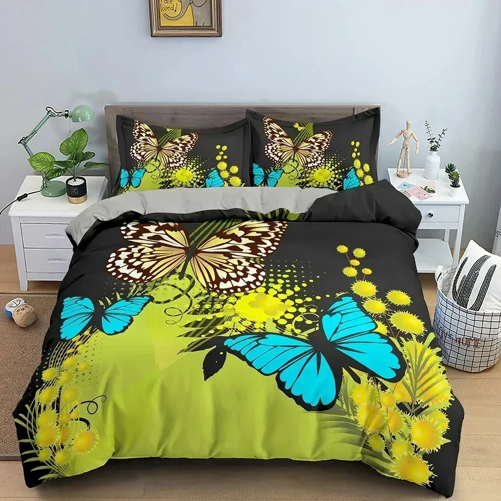 Butterfly Daisy Bedding Set Duvet Cover Sheet Printed Bed Set Pillowcase Bed Full Queen King Size Comforter Bedroom
