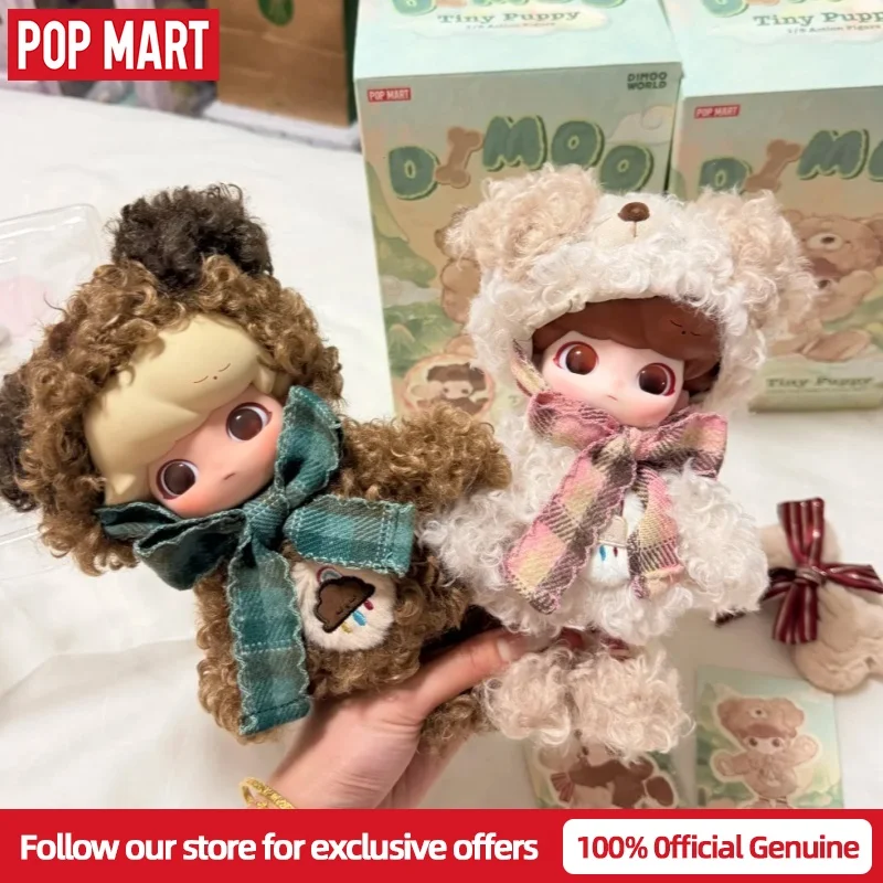 

Genuine Pop Mart Dimoo Tiny Puppy 1/8 Scale Articulated Figure with Plush Outfit Desktop Decor Ornament Premium Collectible Toy