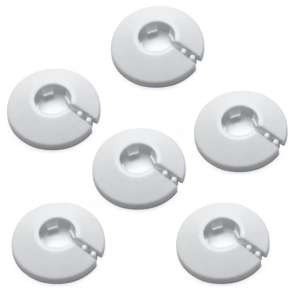 6pcs White 6Pcs 1.57inch Outer Diameter Flange Water Pipe Cover Flange Type PP Plastic PP Plastic 40mm Drainage Pipe Cover 1.57