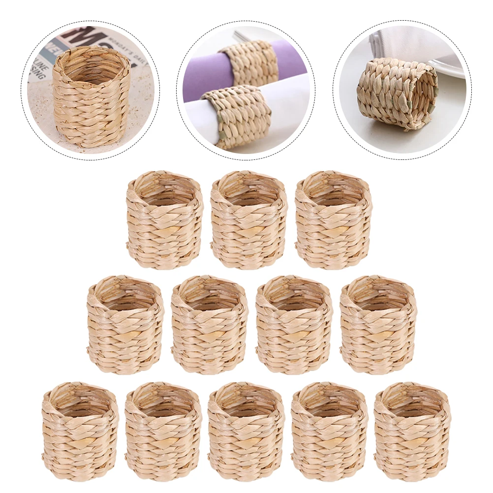 

Straw Woven Napkin Rings Decorative Buckles For Home Party Banquet Table Kitchen Bar Accessories Chic Natural Style