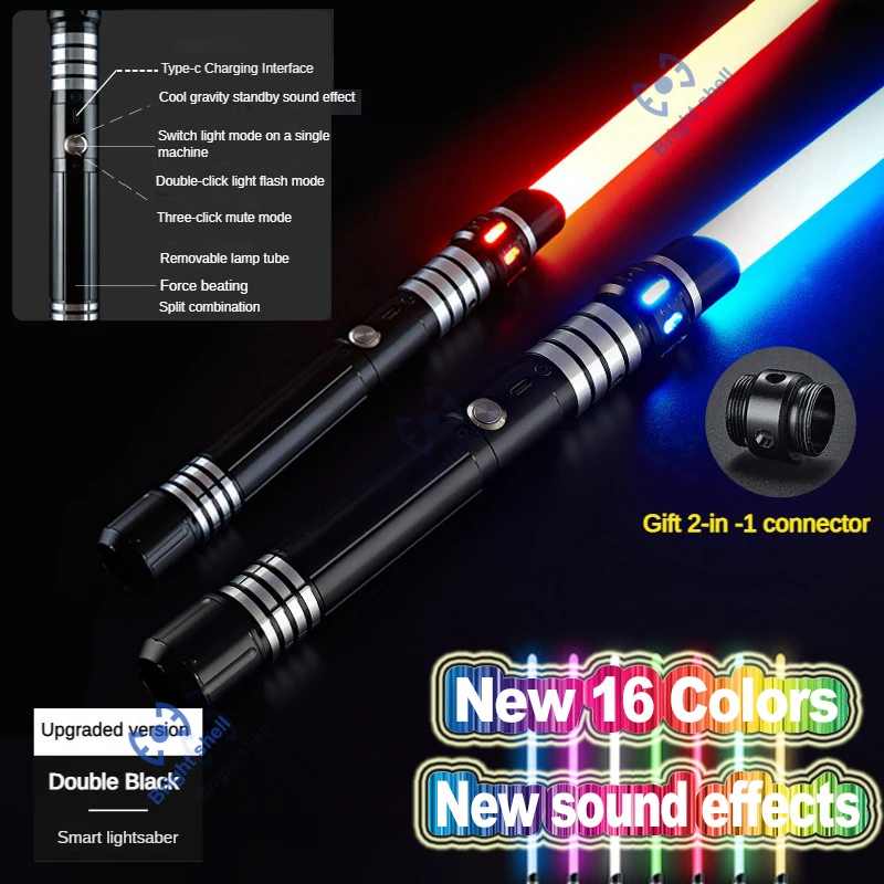 Metalen Lightsaber Laser Zwaard Speelgoed RGB Light Sabre 7 Kleurverandering Kids Soundfonts Force FX FOC Blaster Speelgoed Jedi Laser Zwaard Gift