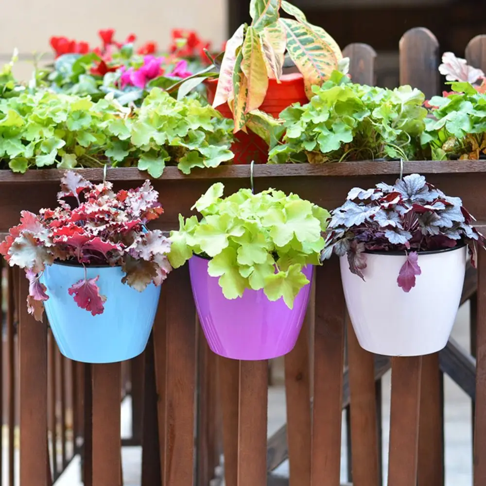 Self Watering Flower Pot Solid Color Automatic Water Absorption Hanging Basket Plant Storage Holder Vegetable Plate Wall Hanging