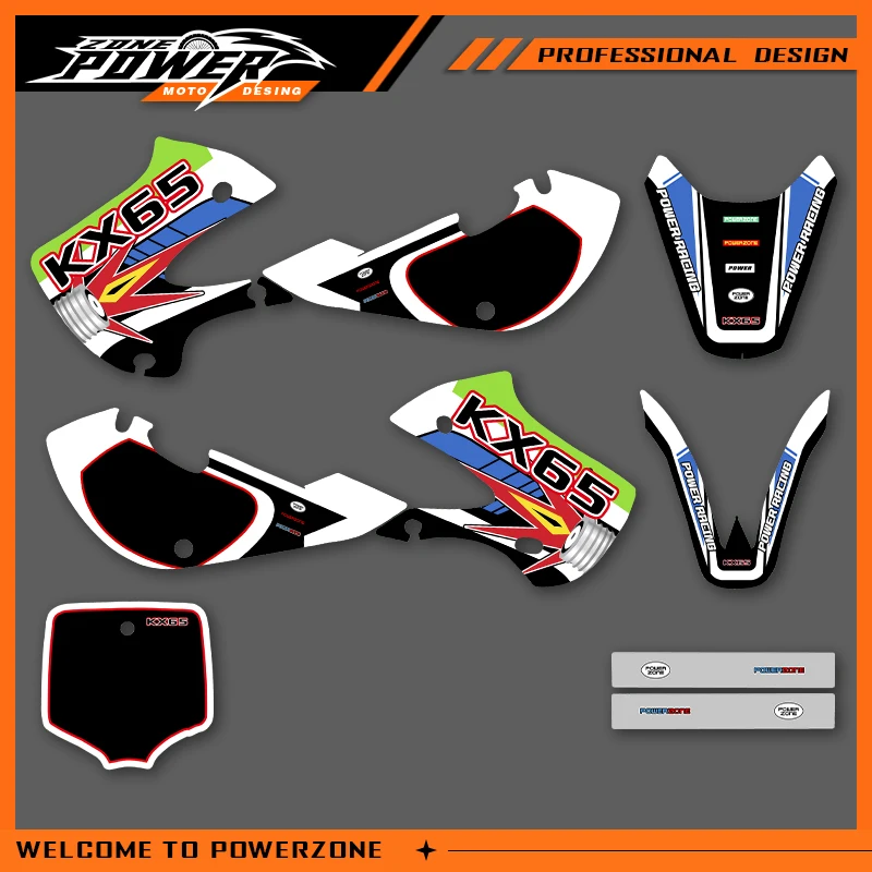 

Powerzone Graphics Decals Stickers Motorcycle For KAWASAKI KX65 2020 2019 2018 2017-2000 KX 65 65cc Background Custom 02