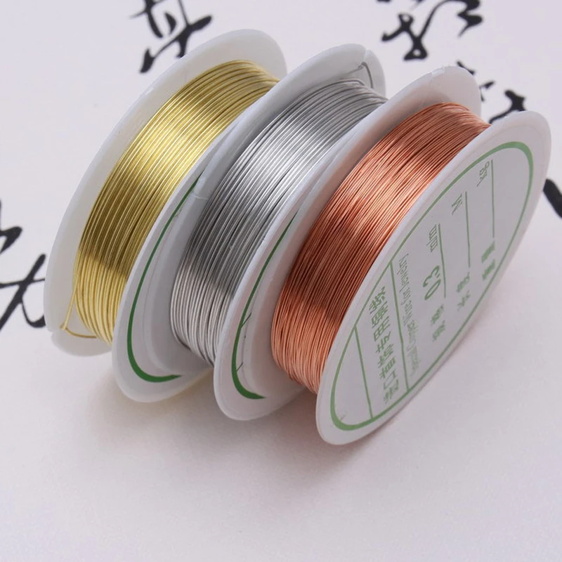 1Roll Gold Color Copper Wire 0.2/0.3/0.4/0.5/0.6/0.8/1.0mm Beading Cord DIY for Jewelry Making Accessories Wholesale