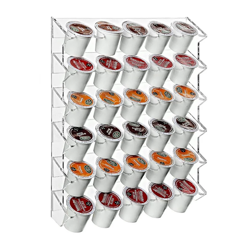 

Wall Mounted Acrylic Coffee Pod Storage Shelf Clear Perspex K Cup Coffee Pod Holder Wall Capsules Storage Organizer