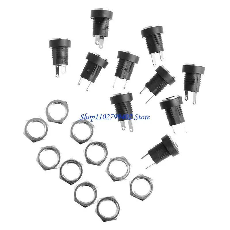 547F 10Pcs Power Supply Female Panel Mount Connector 5.5mm 2.1mm Plug Adapter