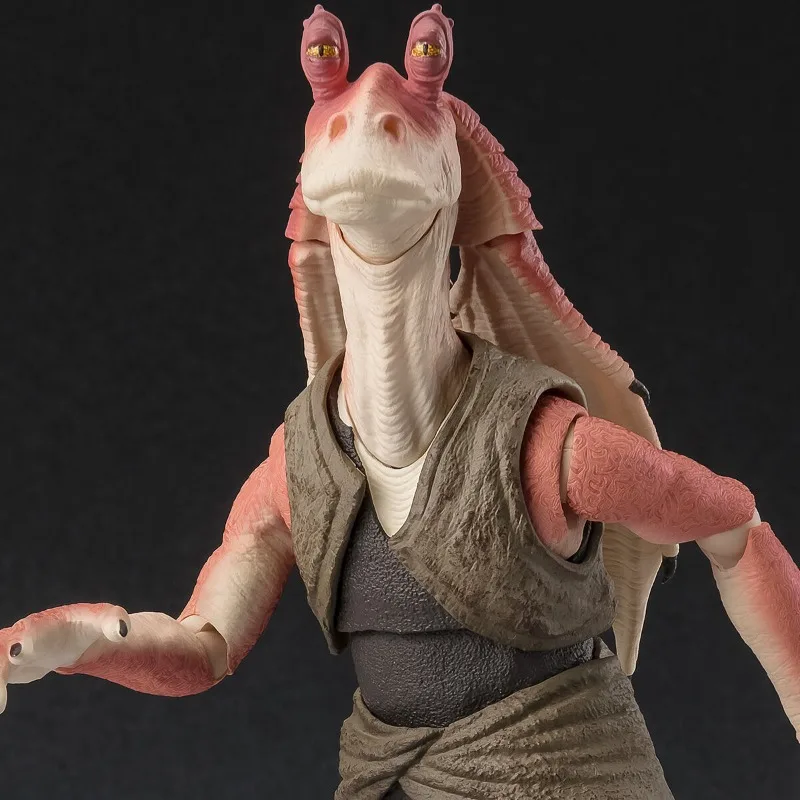 Bandai original genuíno anime star wars: episódio a menace fantasma jar binks s.h. figuarts 16cm modelo figura de ação brinquedo presente