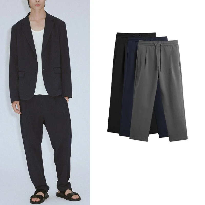 

Базовые мужские повседневные брюки с эластичной резинкой на талии, универсальные плиссированные свободные брюки Faion Urban Sle, прямые длинные брюки