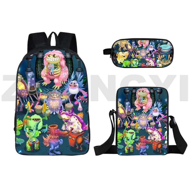 Mochila escolar My Singing Monsters, gran capacidad, cuaderno de trabajo, viaje urbano, Anime 3D, gran oferta