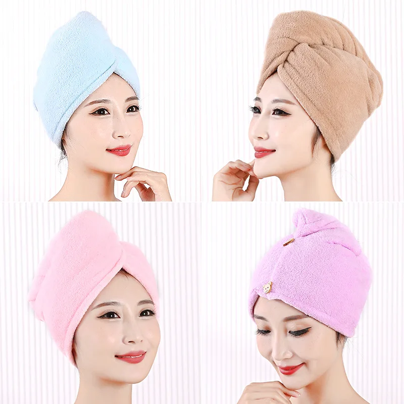 Double Layered Thickened Dry Hair Cap For Women With Strong Water Absorption And Quick Drying Bag Hair Towel Shower Cap