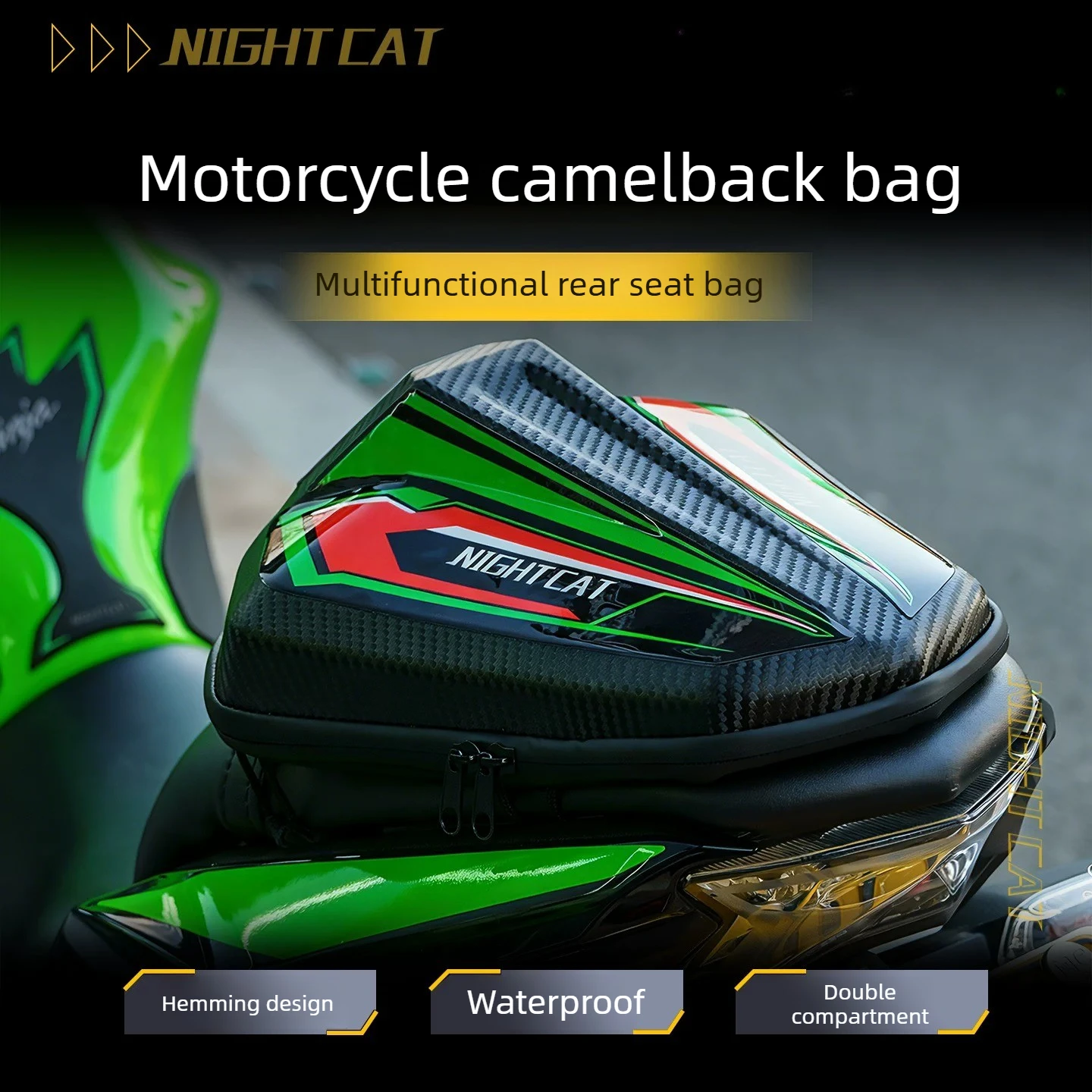 Motorcycle Rear Seat Bag For Kawasaki Waterproof Multifunctional Camelback Bag Hard Shell Motorbike Tail Saddle Bag Storage Bag