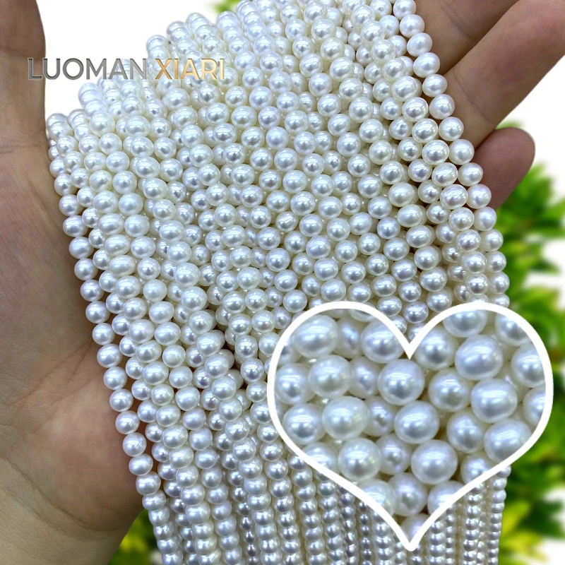 

Egg Shape Natural Freshwater Pearl 6-7mm Loose Spacer Beads for Jewelry Making DIY Necklace Bracelet Charms Accessories 15''
