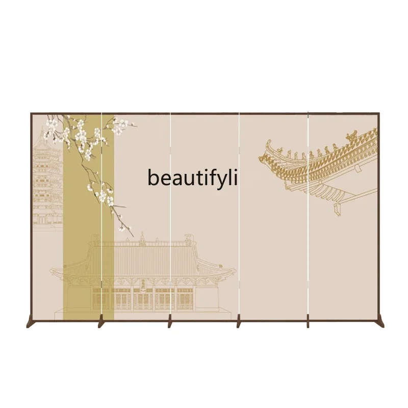 

Screen partition living room entrance simple Chinese fabric double-sided folding mobile home blocking custom folding screen