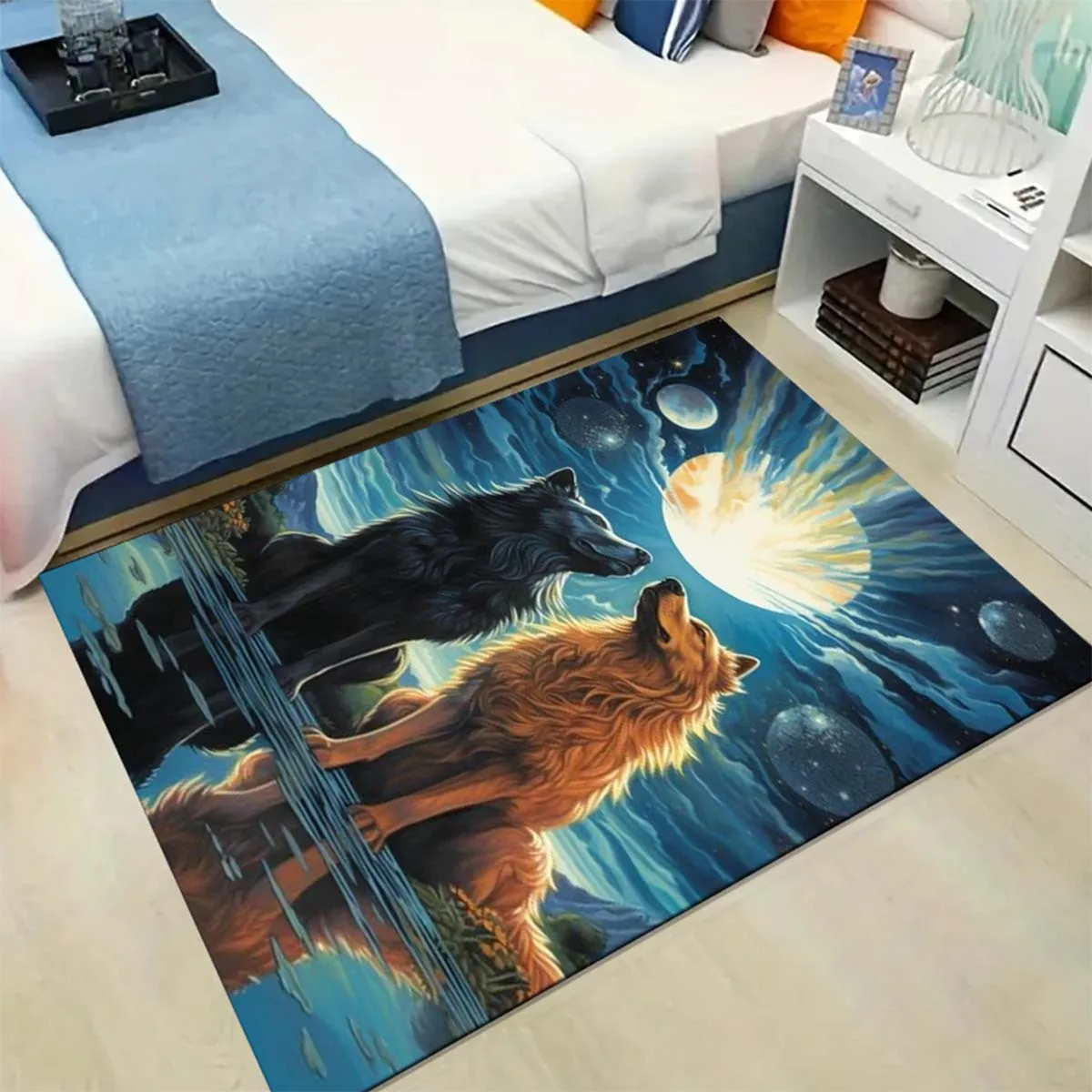 

1 шт. ковер с принтом волка, бархатная ткань с кристаллами, подходит для украшения спальни и гостиной