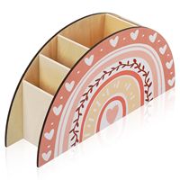 Organizer Wooden Storage Box Pen Holder For Desk Make up Pencil Office Shaped Holders
