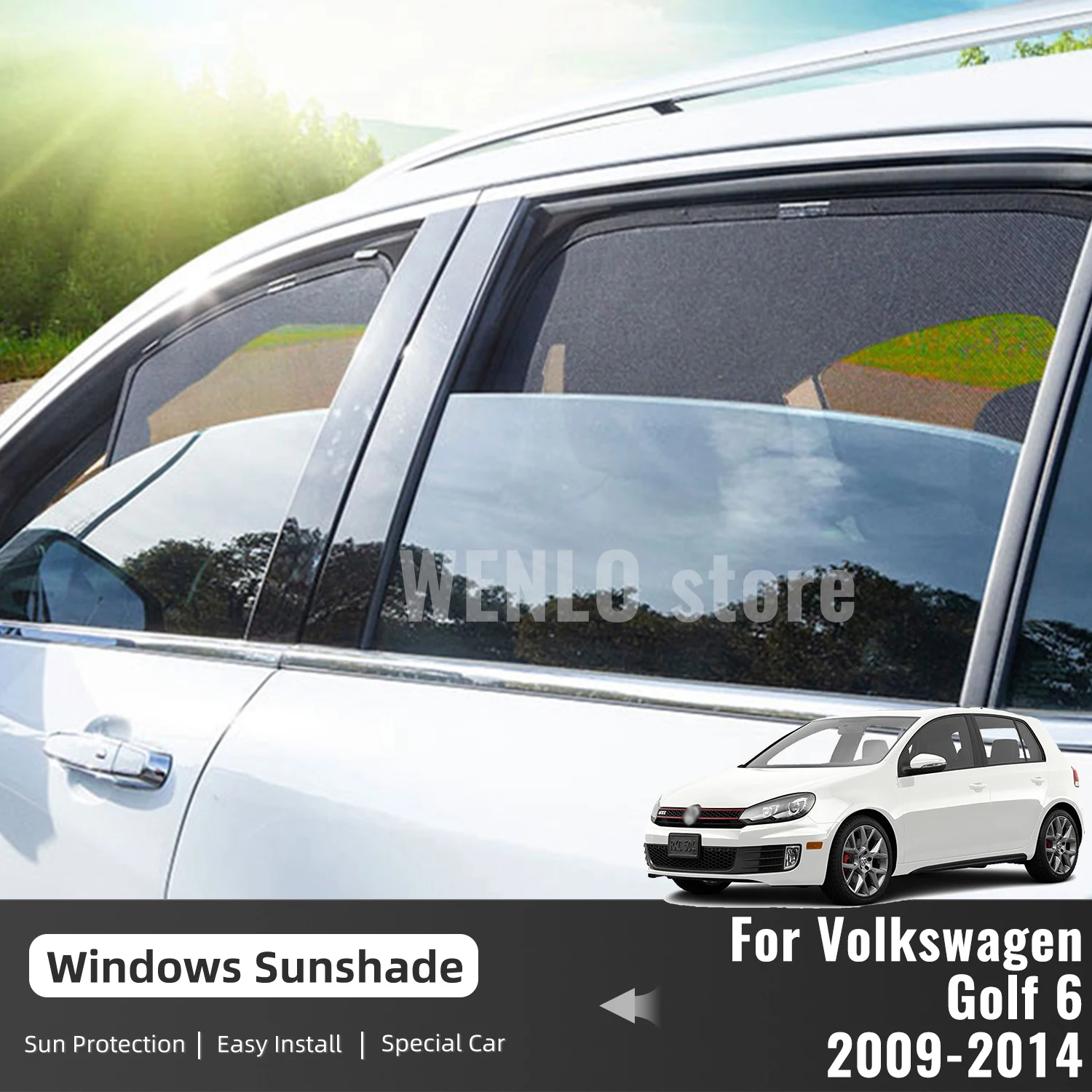 For Volkswagen VW Golf 6 5 door Golf6 2009-2014 Magnetic Car Sunshade Side Window Curtain Sun Shield Visor Front Windshield