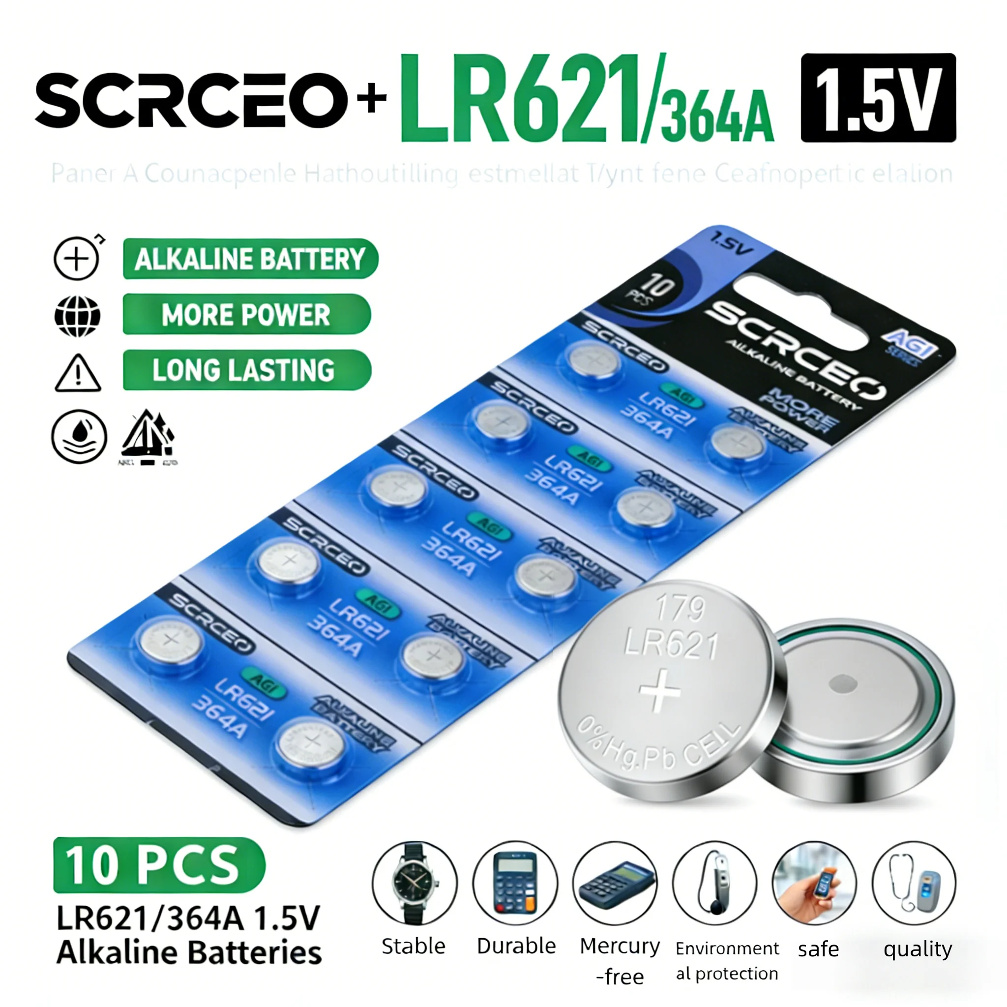 2-50PCS LR621 SR621SW AG1 Button Cell, 1.5V Lithium Manganese, for Calculators, Watches, Small Electronics