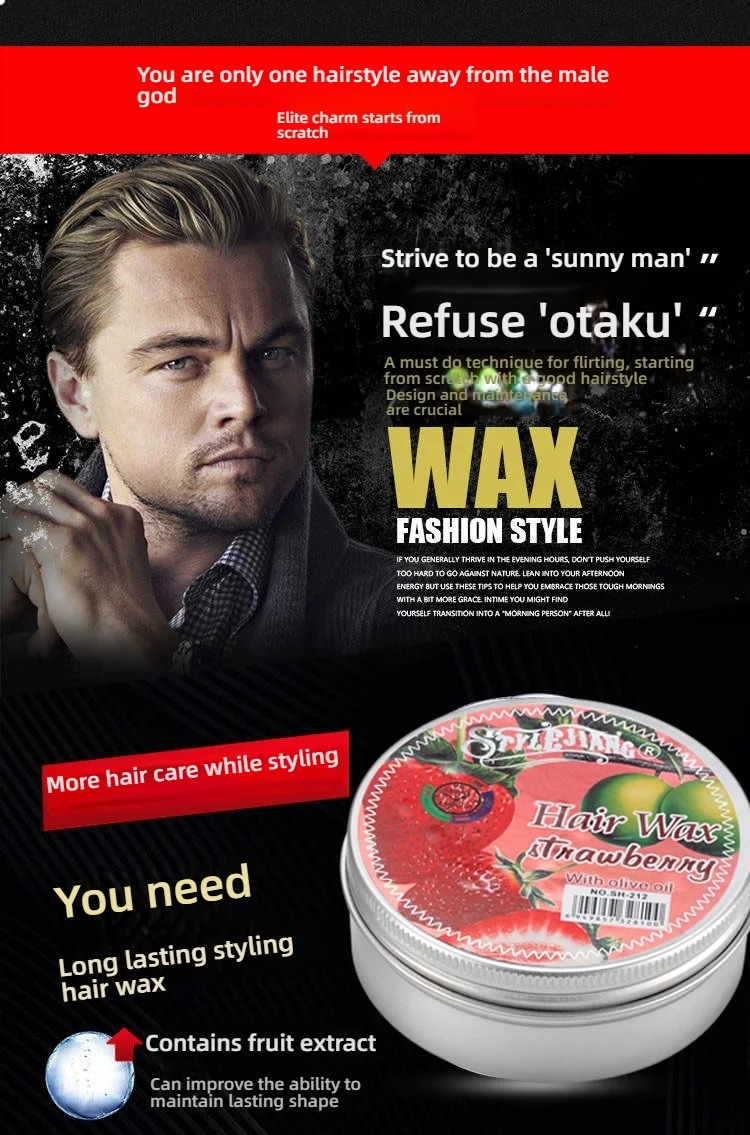 

100g Men's Styling Wax - Strong Hold Hair Wax with Shea Butter, Matte Finish & Fresh Scent, Non-Greasy for Short Hairstyles