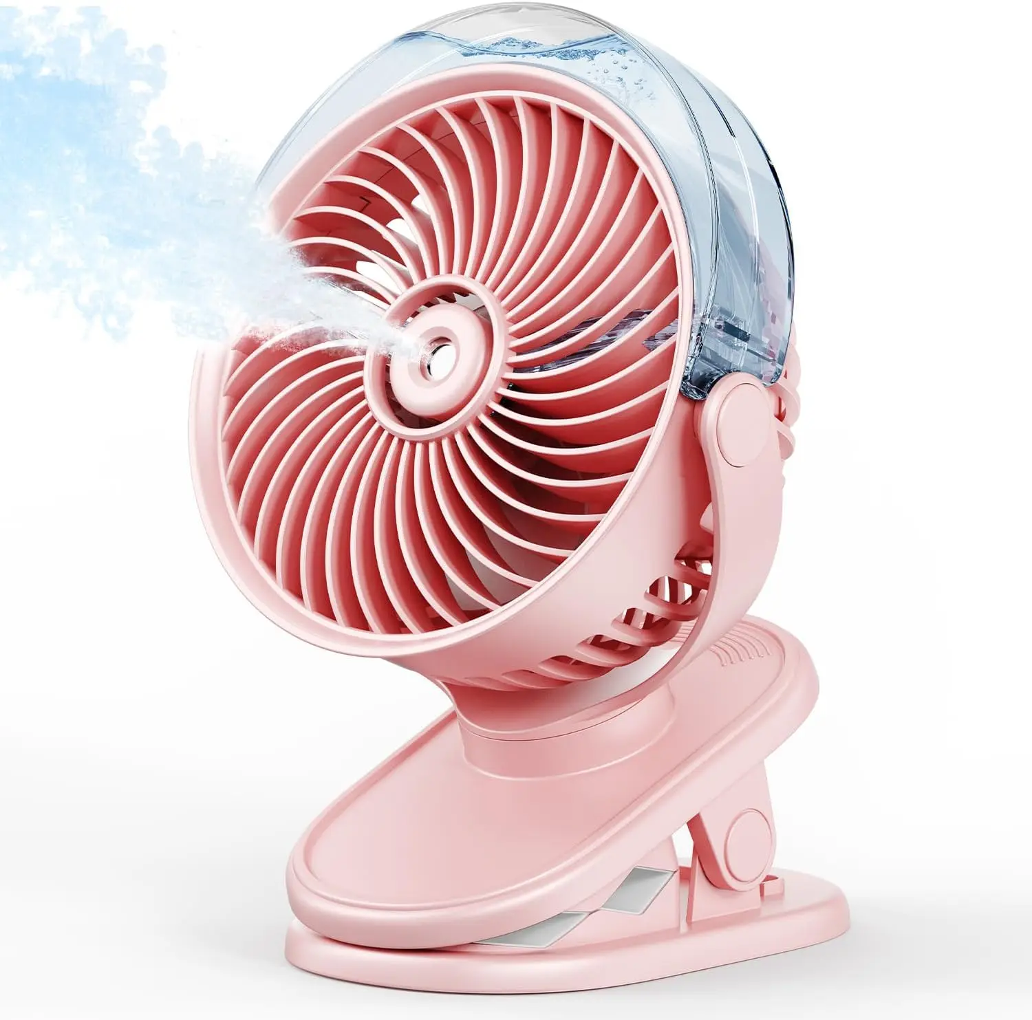 Portable Misting Clip On Fan, USB-C Rechargeable Mini Personal Cooling Fan With 4 Speeds, 360° Rotatable, Quiet Coolin