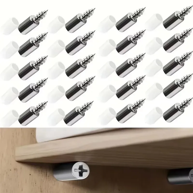 20/40Pcs Self-tapping Screws Cabinet Laminate Support Laminate Holder Screw Self Tapping Integrated Screw Cabinet Shelf Holder