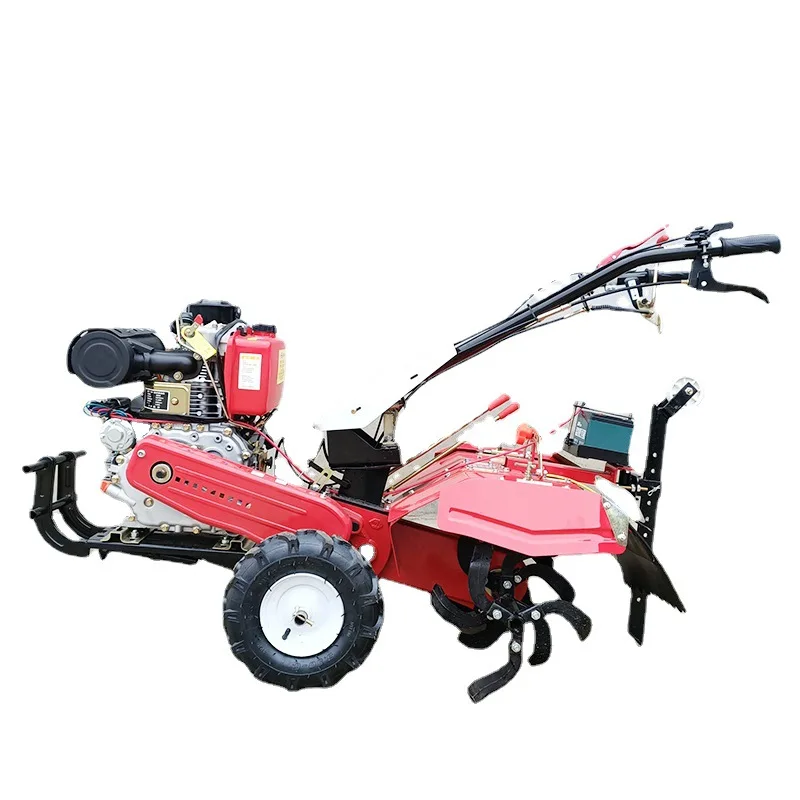 Hand-held four-wheel drive small micro tiller 12 horsepower pastoral tiller electric start ltiller cultivator