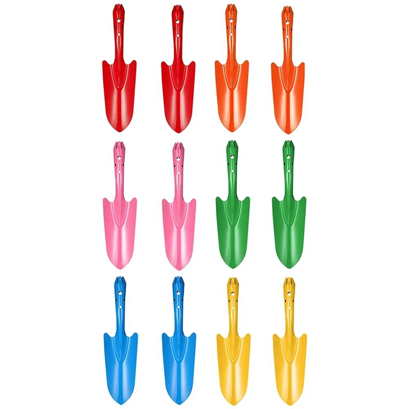 12 Pack Mini Colorful  Hand Shovel Metal Hand Shovel Transplanting Garden Shovel For Flower Soil Planting Succulent