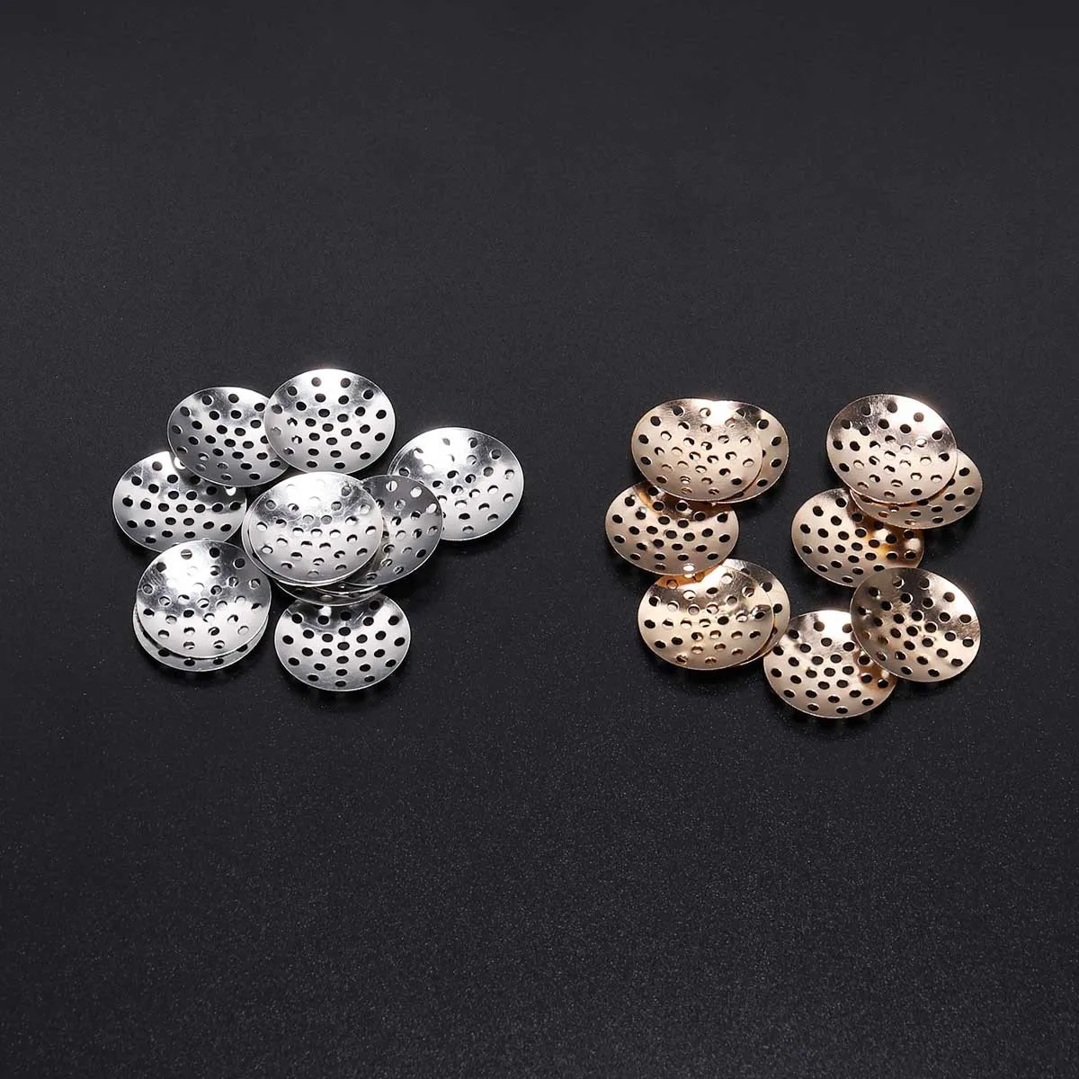 50Pcs Hot Selling Metal Pinhole Circular Disc Bottom Brooch Tray Sieve Circular Disc Pockmarks Material DIY Jewelry Accessories