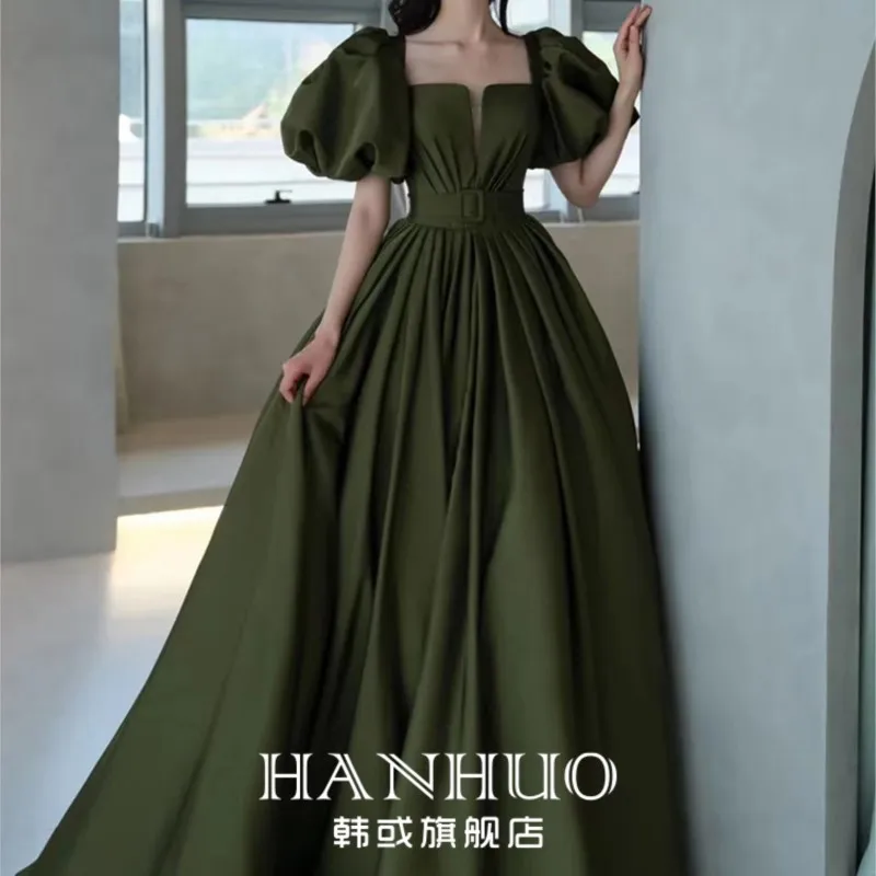 Green host new light luxury niche satin sense birthday Mitzvah dress