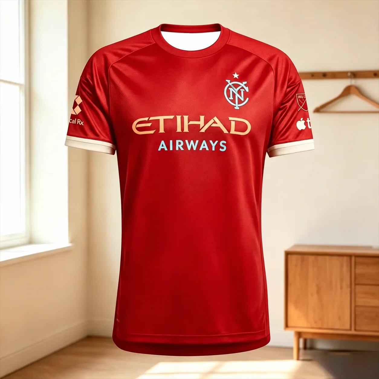 Herren NYCFC Schwarzes Auswärtstrikot mit Etihad Airways-Print, schnelltrocknend, kurzärmelig, Rundhalsausschnitt, Fußball-Fan-Trainings-Sport-T-Shirt – Detail 9