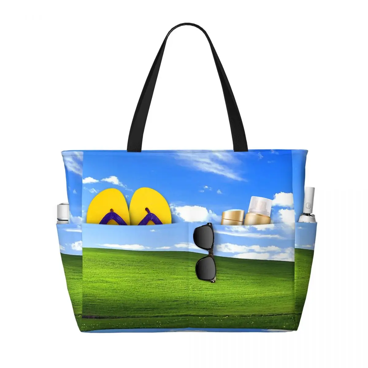 ويندوز XP خلفية الشاطئ حمل حقيبة رياضة رياضة اليوغا واق من المطر كبير حمل حقيبة المرأة حقيبة سفر حقيبة اللياقة البدنية