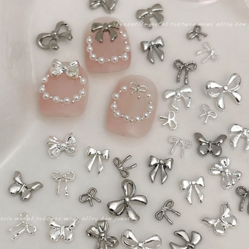 20pcs Bowknot 3D Metal for Nails Art Women Decorations Accessories DIY Supply