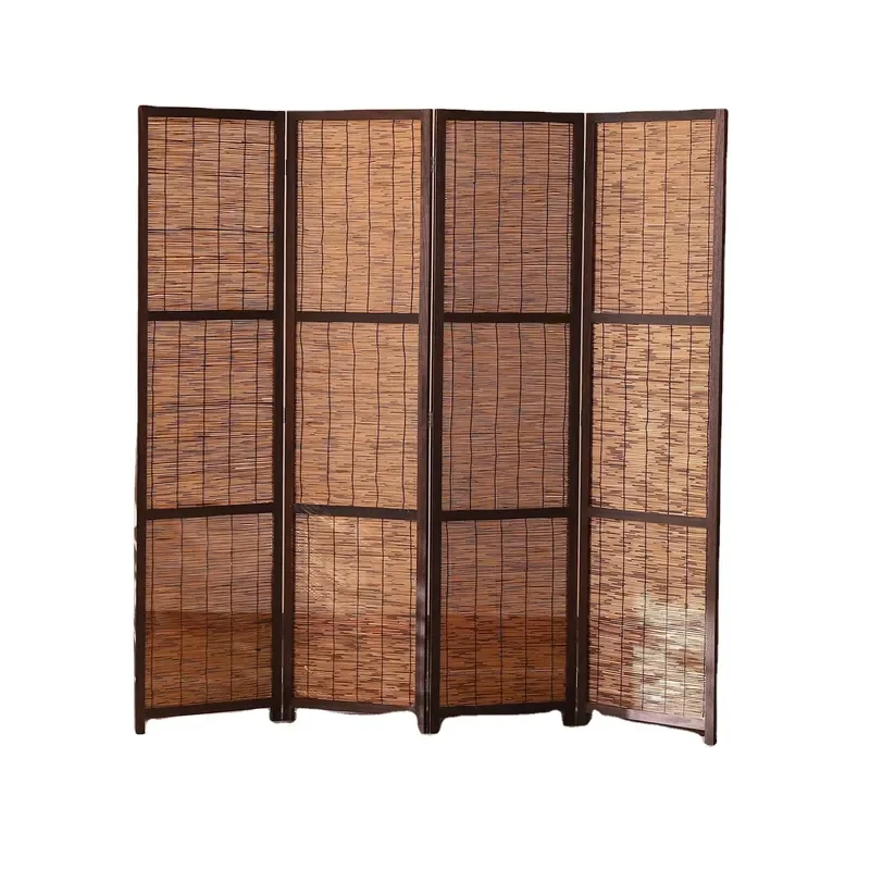 Custom Living Room Partition Screen Outdoor Reed Curtain Office Folding Wooden Divider