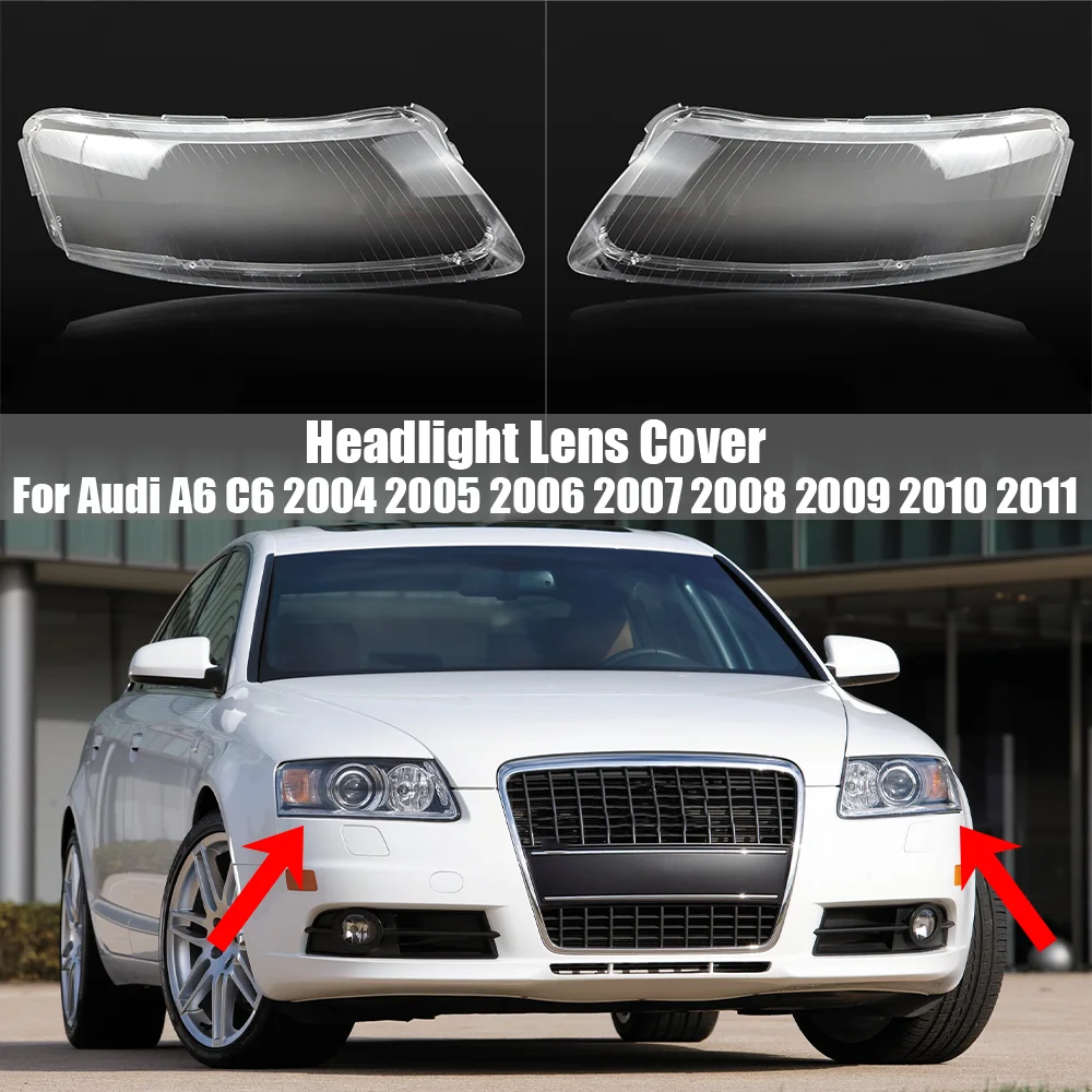 Dla Audi A6 C6 2004 2005 2006 2007 2008 2009 2010 2011 klosz do lampy osłona reflektora przezroczysta osłona reflektorów z pleksi