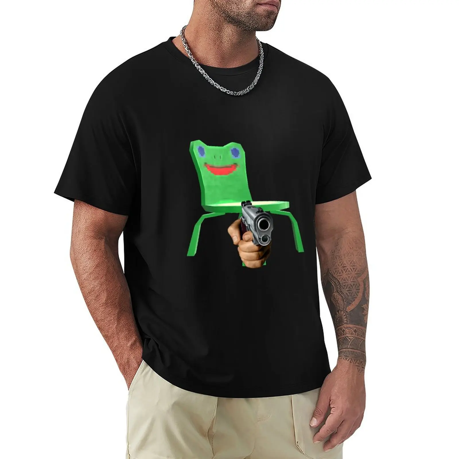 froggy chair gun T-Shirt vintage clothes man clothes hippie clothes Aesthetic clothing graphic tshirt men