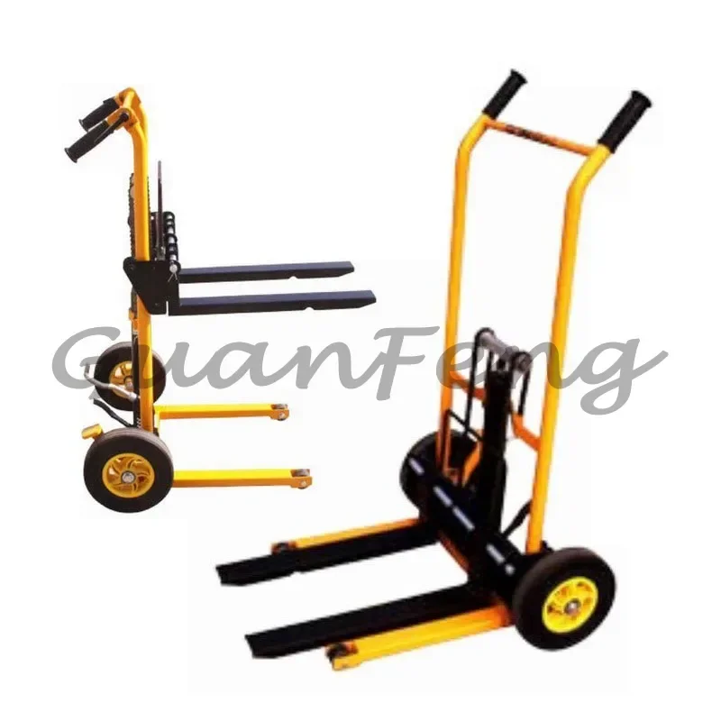 Four-wheel 200kg manual stacker, portable light household lift trolley