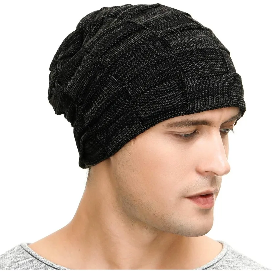 Vgogfly Slouchy Beanie for Men Winter Hats for Guys Cool Beanies Mens Lined Knit Warm Thick Skully Stocking Binie Hat