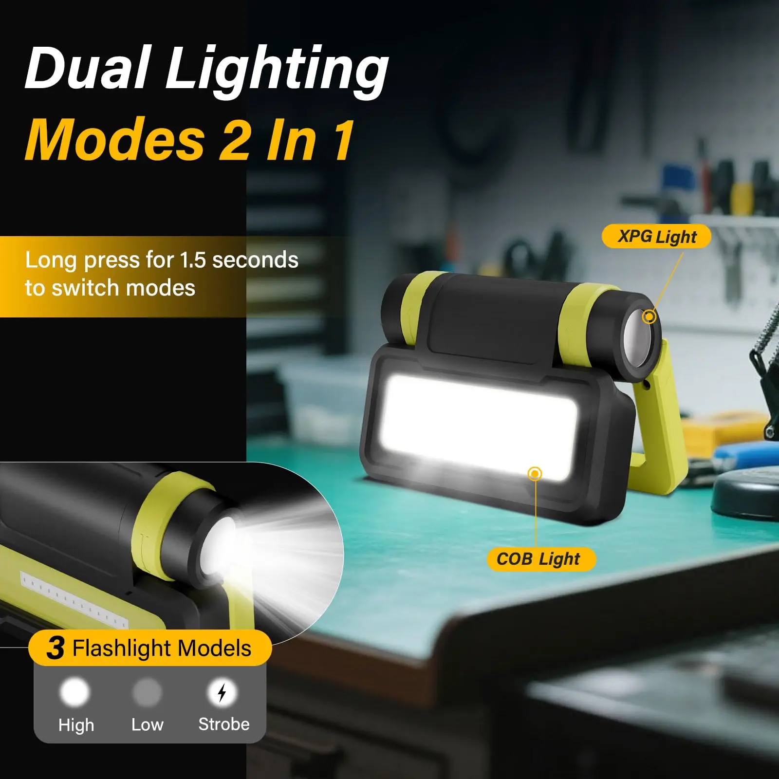 YEMA0 B70 1000LM Foldable COB＋XPG Magnetic Work Light Portable Rechargeable Spotlight Flashlight Camping  Lantern 200° Rotation