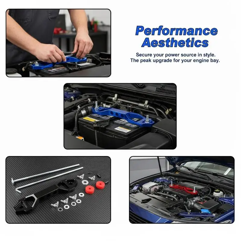 Car Battery Secure Mount with J Hook and Heavy Duty Aluminum Bracket Installation