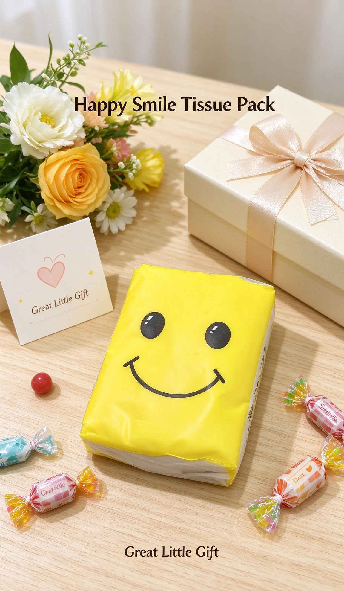 Cute Yellow Smile Face Pocket Paper Napkins, Portable Small Pack Facial Tissues, Disposable Handkerchief Tissue for Travel Daily