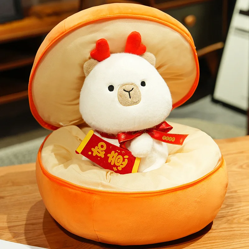 Kawaii Capybara Set Plush Toy The Combination Of Fruit And Animal Persimmon Transforms Into White Brown Capybara Is Surprise Toy