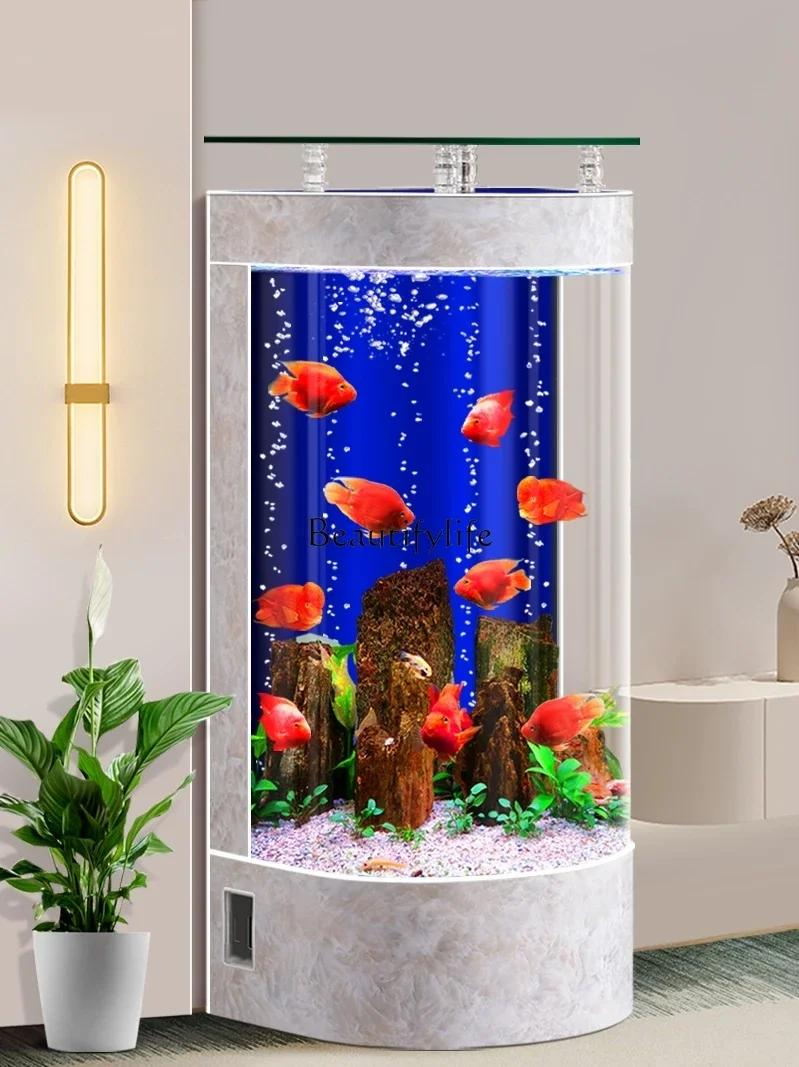 

Smart Household Fish Tank Small Living Room Ecological Loop Back Filter Semicircle Integrated Fish Globe