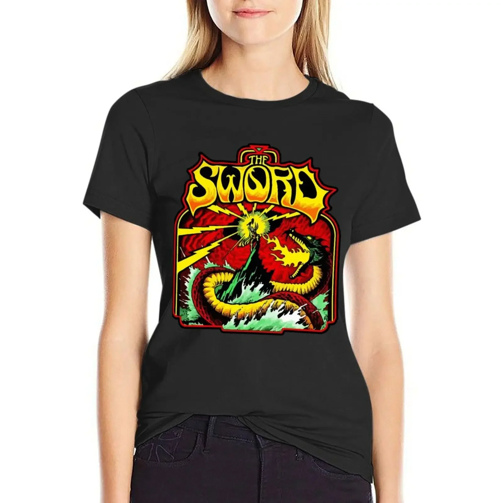 

The Sword Band T-Shirt shirts graphic tees quick-drying plus size tops Short sleeve tee white t-shirt dress for Women sexy