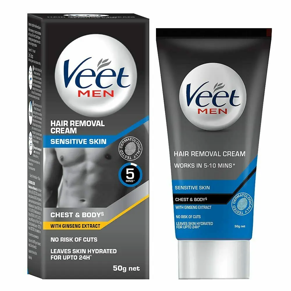 Veet Hair Removal Cream Sensitive Skin Soothing lasting Depilatory Cream Wax Cream For Men MTF Chest and Body Skin Care 50g