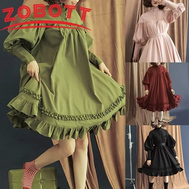 Японское платье принцессы с длинными рукавами для девочек в стиле Лолиты, викторианский средневековый ретро-готический карнавальный костюм, карнавальная праздничная одежда