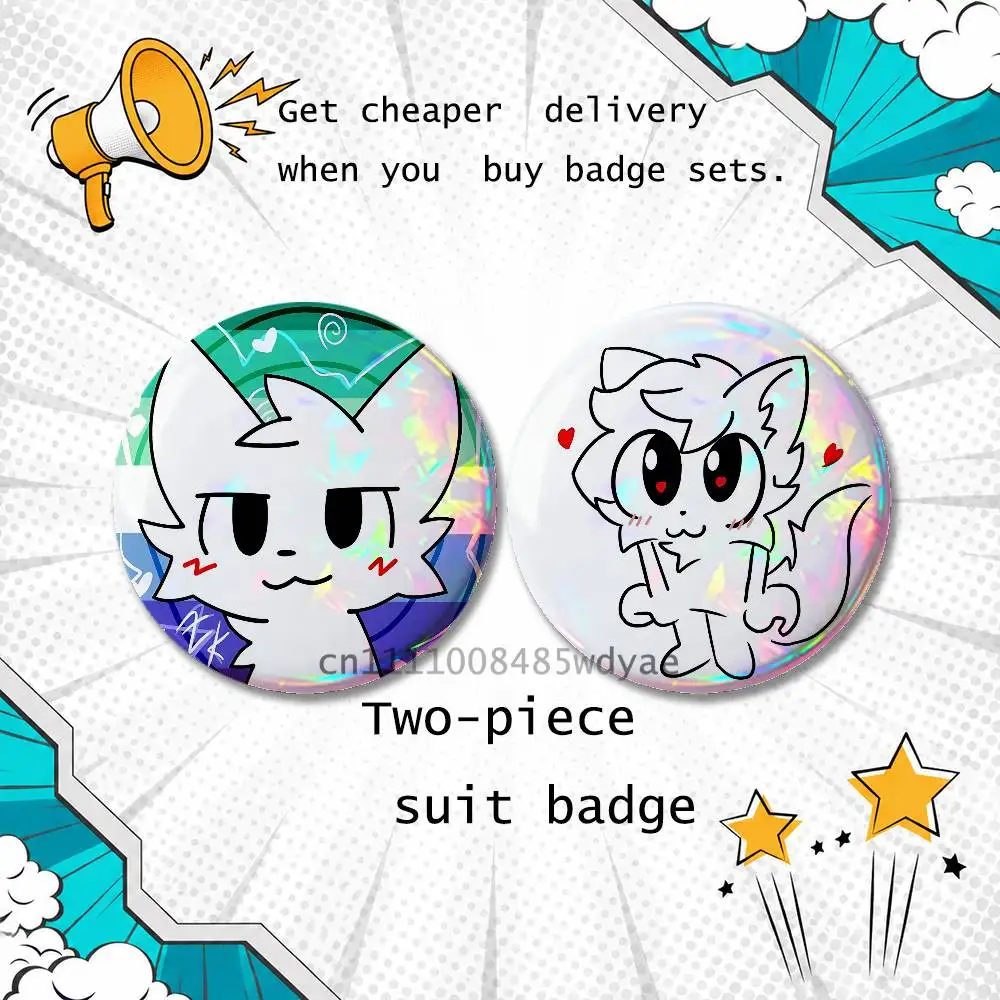 Brooches for BackpackB-Boykisser Silly Cat Funny Meme 25,32,44,58,75mm Round Enamel Pins 2-piece set Cartoon Anime Badge